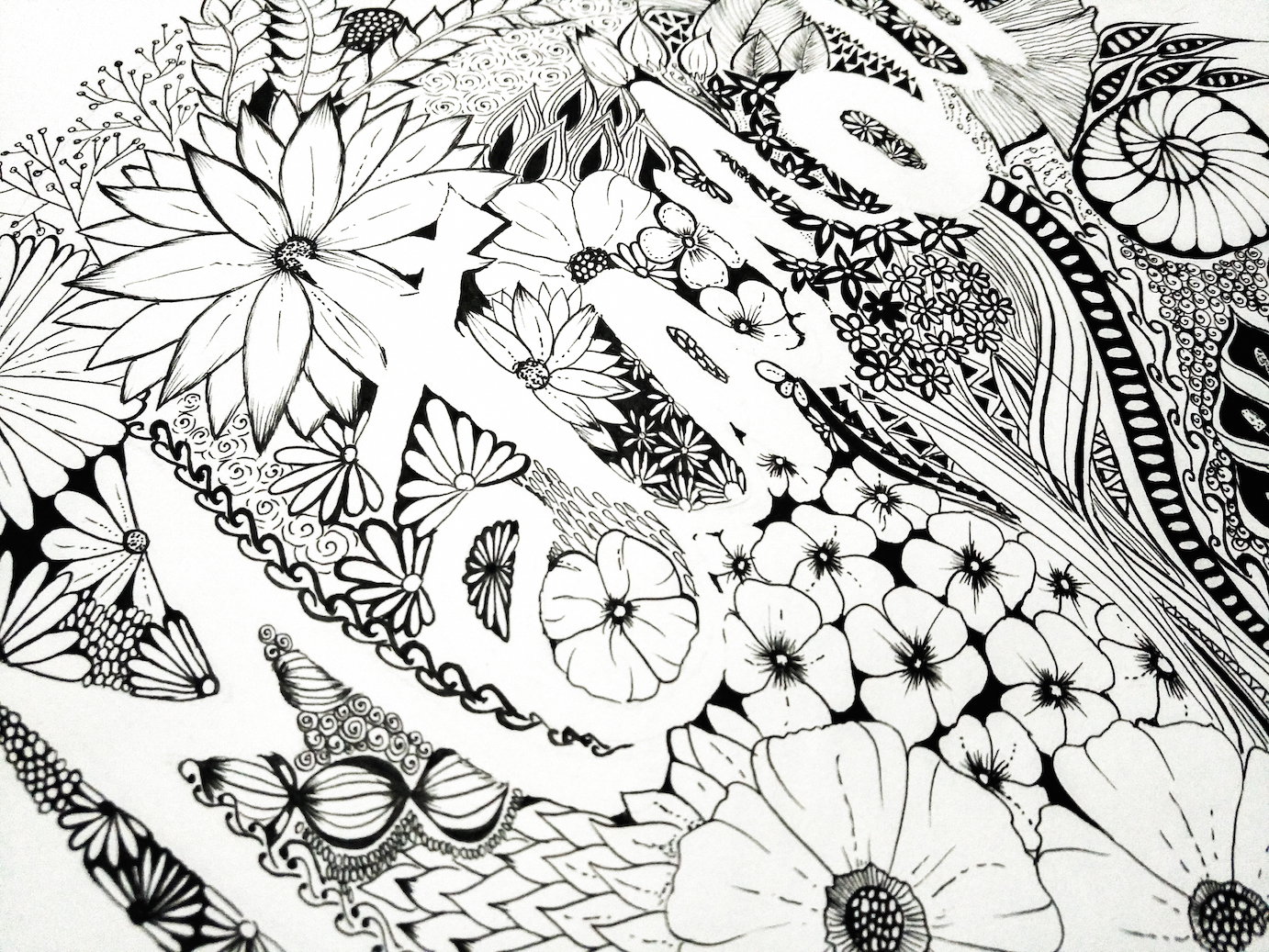 Floral Drawing Tutorial | Black pen Artwork | Hobby