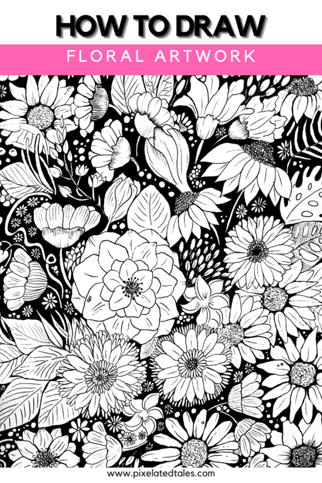 Floral Drawing Tutorial | Black pen Artwork | Hobby